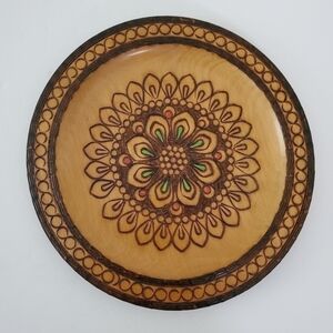 Vintage 1989 Woden Hand Painted Folk Art Ethnic Plate